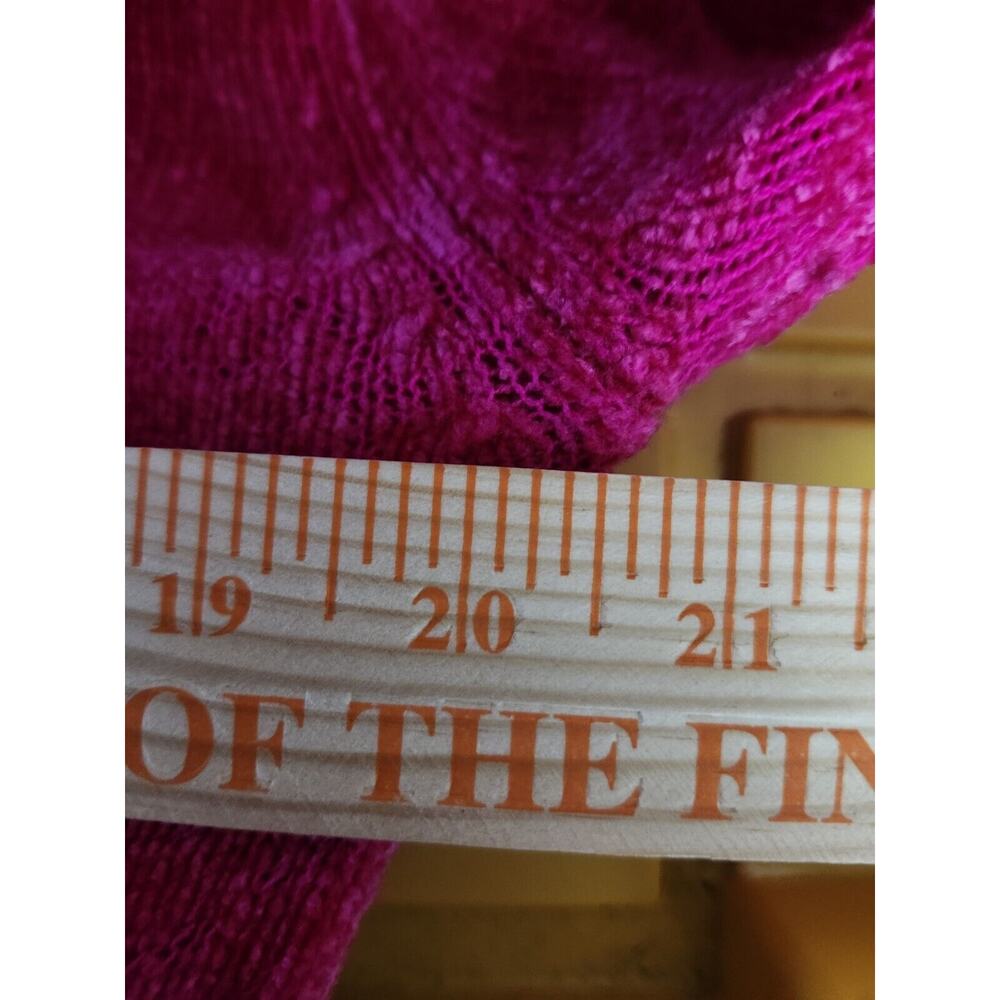 Lisa International Vintage Zip-Up Knit Sweatshirt Size Large Hot Pink Chenille - Picture 5 of 6